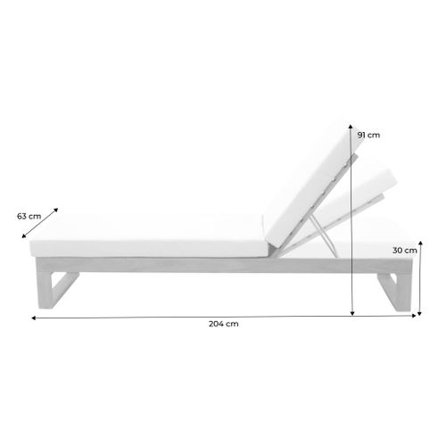 Lot De 2 Bains De Soleil Bois D'eucalyptus Pamplona Multi Positions Toile En Polyester Beige