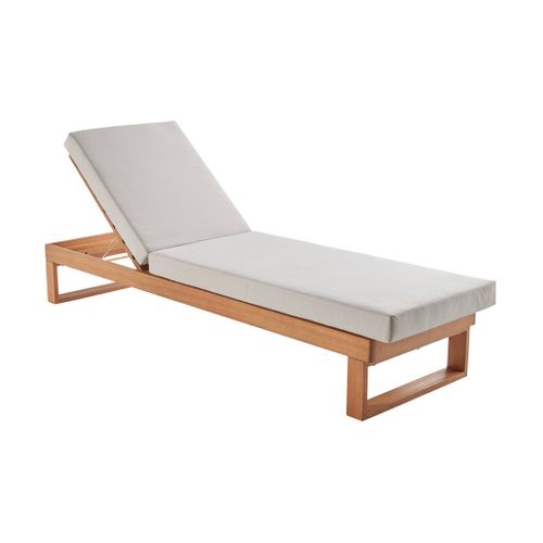 Lot De 2 Bains De Soleil Bois D'eucalyptus Pamplona Multi Positions Toile En Polyester Beige