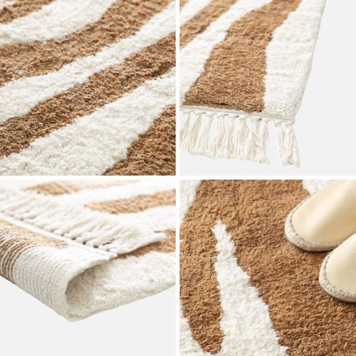 Tapis Intérieur Coton Motif Zébré Brique Avec Franges Josh 120x170cm