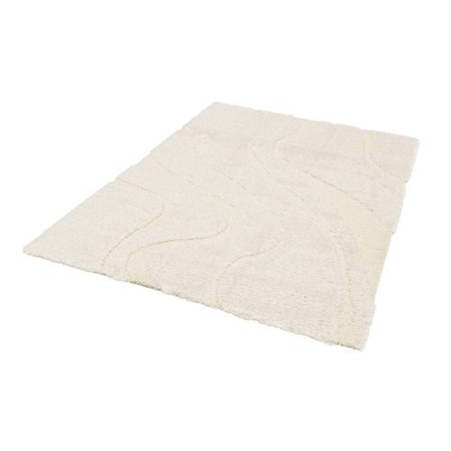 Tapis Intérieur Shaggy Motif Avec Relief Crème Amy 200x290cm