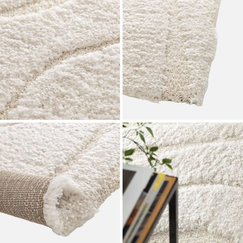 Tapis Intérieur Shaggy Motif Avec Relief Crème Amy 200x290cm