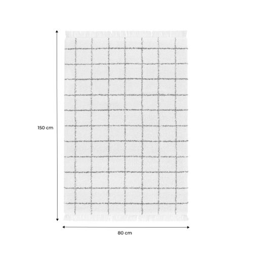 Tapis Intérieur Shaggy Motif Quadrillage Multicolore Avec Franges Edward 80x150cm