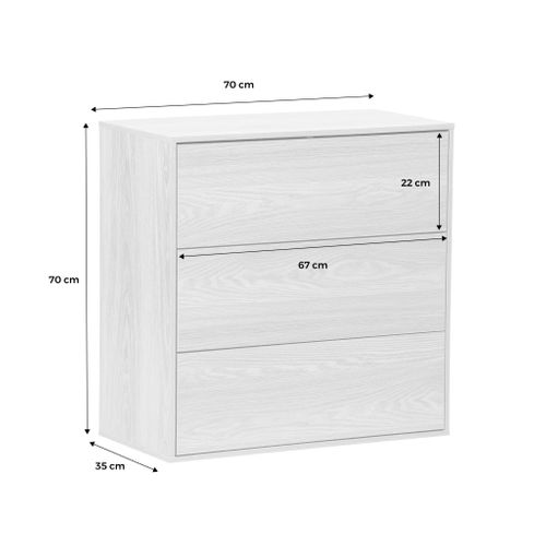 Commode. Module De Rangement Décor Bois Chêne 3 Tiroirs - Kompo