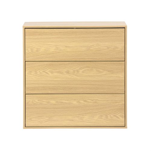 Commode. Module De Rangement Décor Bois Chêne 3 Tiroirs - Kompo