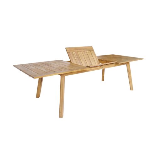 Table De Jardin Extensible Bois D'acacia + 6 Assises En Résine Couleur Naturel Palena + Cerina
