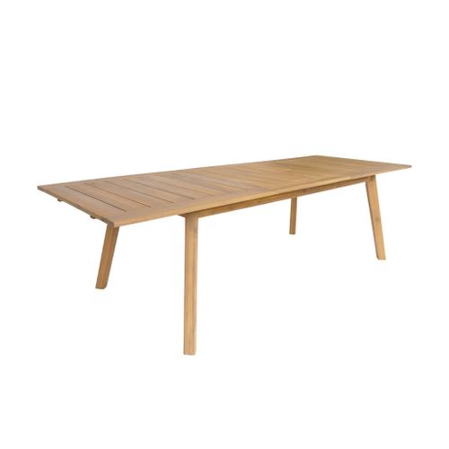 Table De Jardin Extensible Bois D'acacia + 6 Assises En Résine Couleur Naturel Palena + Cerina