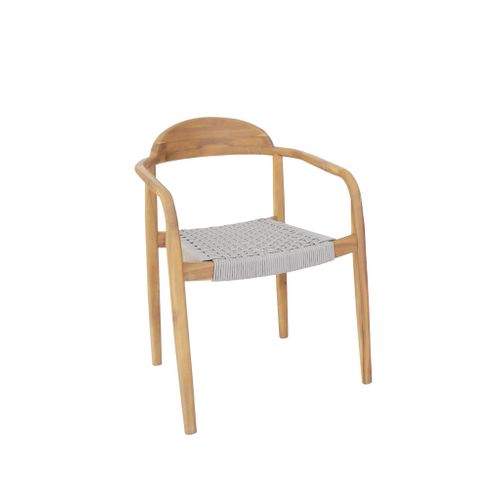 Table De Jardin Extensible Bois D'acacia + 6 Assises En Résine Couleur Naturel Palena + Cerina