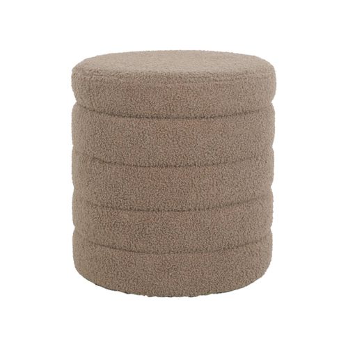 Pouf En Bouclettes Taupe Avec Coffre De Rangement Intégré