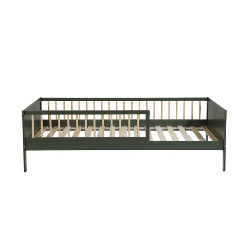 Lit Enfant 90 X 190 Cm Pin Naturel Sommier à Lattes Inclus Vert - Elio