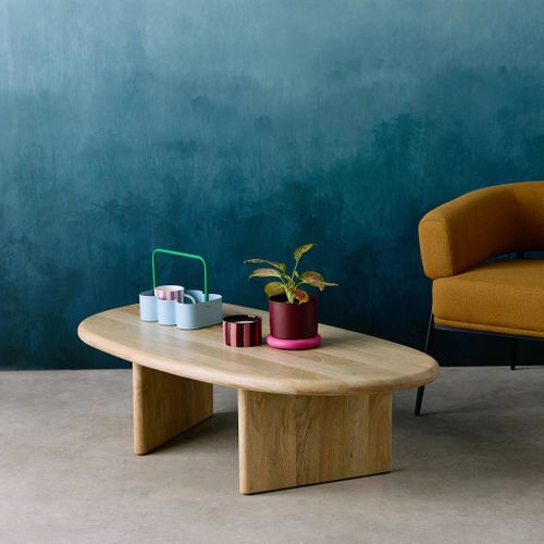 Table Basse Ovale Bois De Manguier Naturel. L 119.5 X P 60 X H 35cm