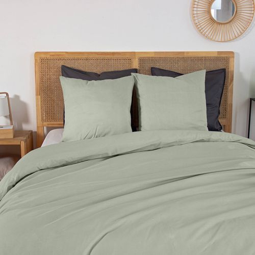 Parure De Lit Percale De Coton 2 Places Sauge Skala 240x220cm