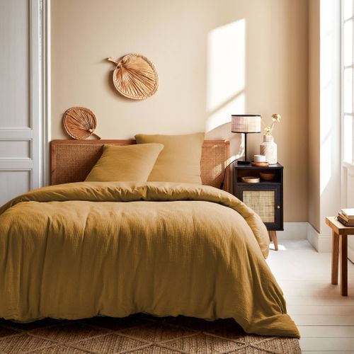 Parure De Lit Gaze De Coton 2 Places Miel Alix 240x220cm