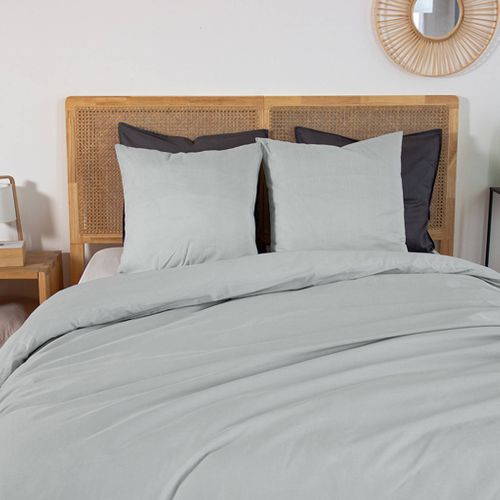 Parure De Lit Percale De Coton 2 Places Étain Skala 240x220cm