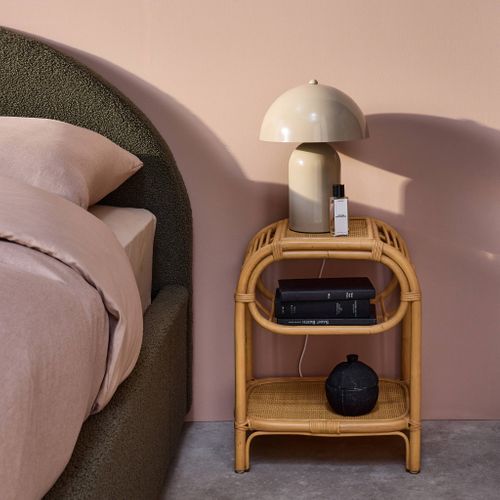 Table De Chevet Rotin Naturel Courbé 1 Étagère 1 Niche L 40 X P 30 X H 50cm - Serang