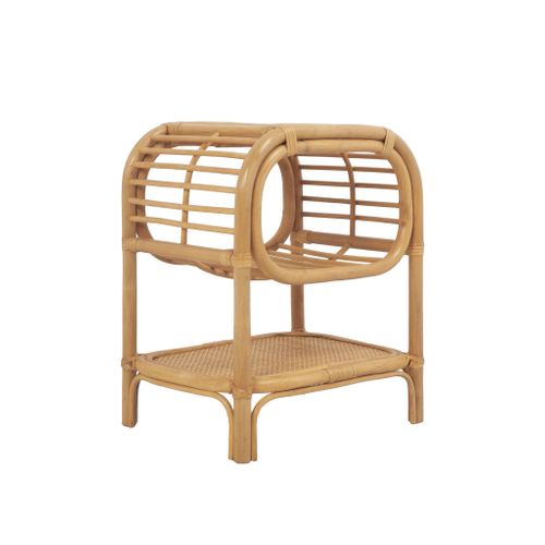 Table De Chevet Rotin Naturel Courbé 1 Étagère 1 Niche L 40 X P 30 X H 50cm - Serang