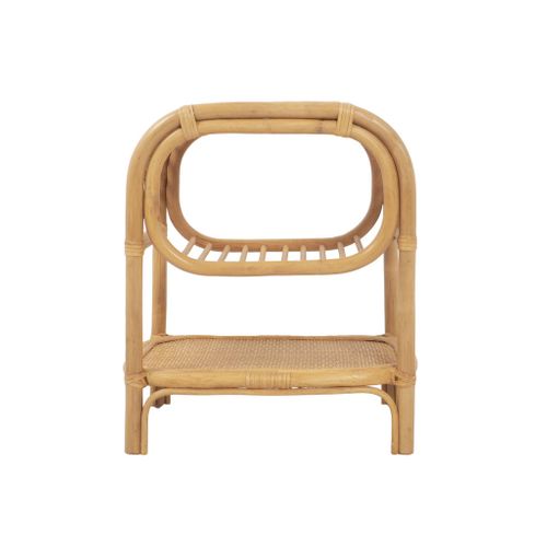 Table De Chevet Rotin Naturel Courbé 1 Étagère 1 Niche L 40 X P 30 X H 50cm - Serang