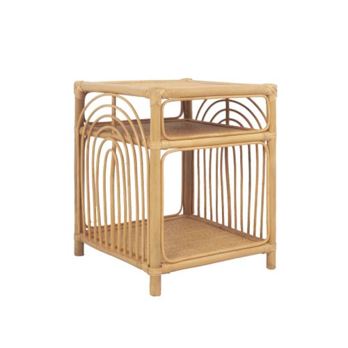 Table De Chevet Rotin Naturel 1 Étagère 1 Niche L 40 X P 40 X H 50cm - Bandung