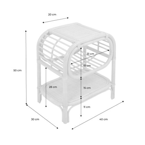 Lot De 2 Tables De Chevet Rotin Naturel Courbé 1 Étagère 1 Niche L 40 X P 30 X H 50cm - Serang