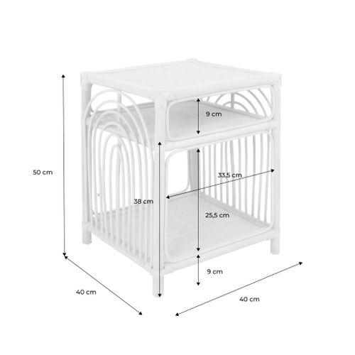 Lot De 2 Tables De Chevet Rotin Naturel 1 Étagère 1 Niche L 40 X P 40 X H 50cm - Bandung