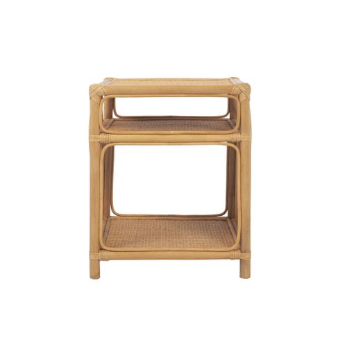 Lot De 2 Tables De Chevet Rotin Naturel 1 Étagère 1 Niche L 40 X P 40 X H 50cm - Bandung