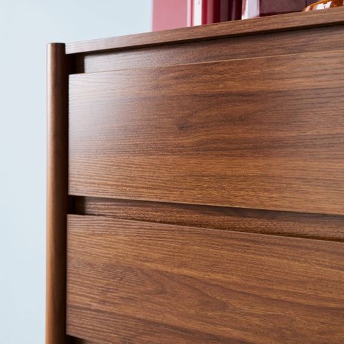 Commode Décor Bois 4 Tiroirs Noyer 80cm - 80 X 40 X 98 Cm - Harmony