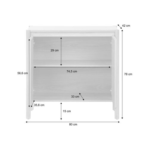 Buffet Décor Bois 2 Portes Naturel - 80 X 42 X 78.5 Cm - Harmony