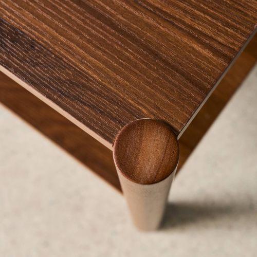 Table Basse Rectangulaire Décor Bois Double Plateau 110cm Noyer - Harmony