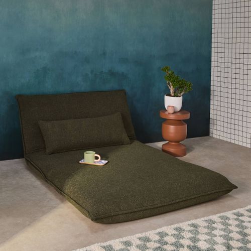 Chauffeuse Convertible 2 Places En Bouclette Texturée Kaki L 120 X P 80 X  H 66 Cm - Fleeep
