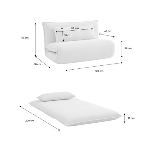 Chauffeuse Convertible 2 Places En Bouclette Texturée Kaki L 120 X P 80 X  H 66 Cm - Fleeep