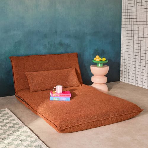 Chauffeuse Convertible 2 Places En Bouclette Texturée Terracotta L 120 X P 80 X H 66 Cm - Fleeep