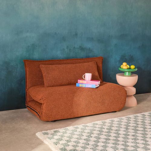 Chauffeuse Convertible 2 Places En Bouclette Texturée Terracotta L 120 X P 80 X H 66 Cm - Fleeep