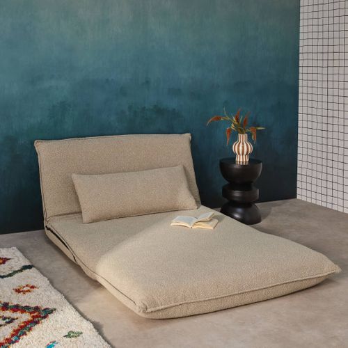 Chauffeuse Convertible 2 Places En Bouclette Texturée Beige L 120 X P 80 X  H 66 Cm - Fleeep