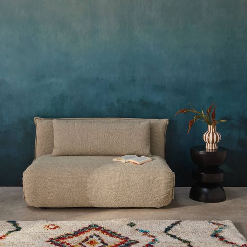 Chauffeuse Convertible 2 Places En Bouclette Texturée Beige L 120 X P 80 X  H 66 Cm - Fleeep