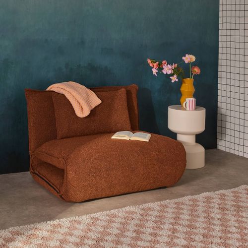 Chauffeuse Convertible 1 Place En Bouclette Texturée Terracotta L 99 X P 80 X  H 66 Cm - Fleeep