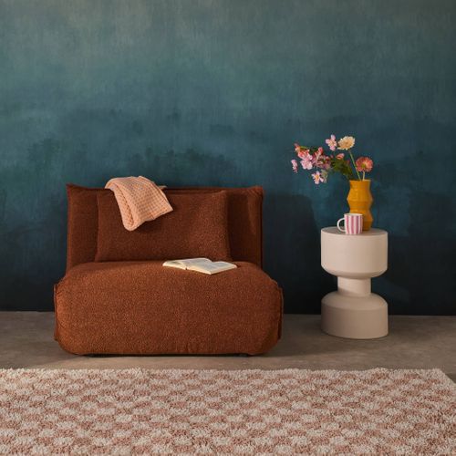 Chauffeuse Convertible 1 Place En Bouclette Texturée Terracotta L 99 X P 80 X  H 66 Cm - Fleeep