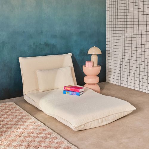 Chauffeuse Convertible 1 Place En Bouclette Texturée Blanc Cassé L 99 X P 80 X  H 66 Cm - Fleeep