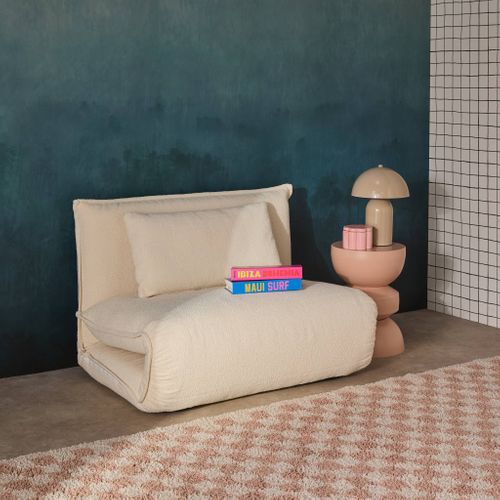 Chauffeuse Convertible 1 Place En Bouclette Texturée Blanc Cassé L 99 X P 80 X  H 66 Cm - Fleeep