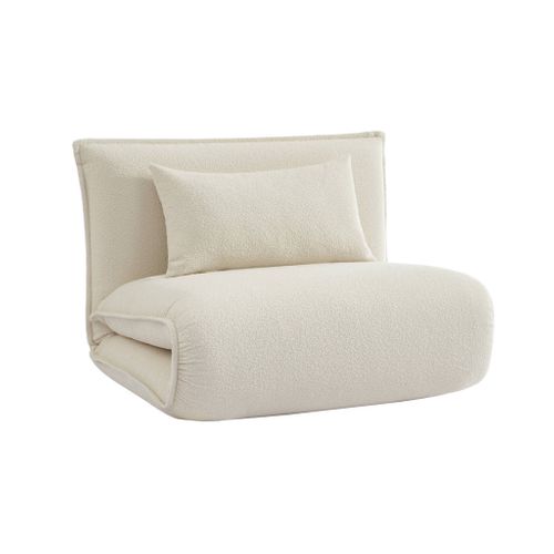 Chauffeuse Convertible 1 Place En Bouclette Texturée Blanc Cassé L 99 X P 80 X  H 66 Cm - Fleeep