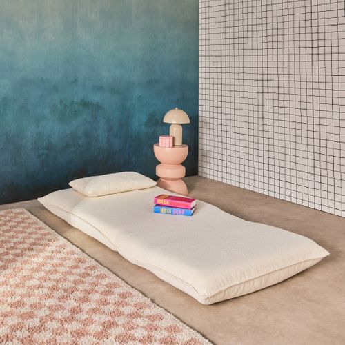 Chauffeuse Convertible 1 Place En Bouclette Texturée Blanc Cassé L 99 X P 80 X  H 66 Cm - Fleeep