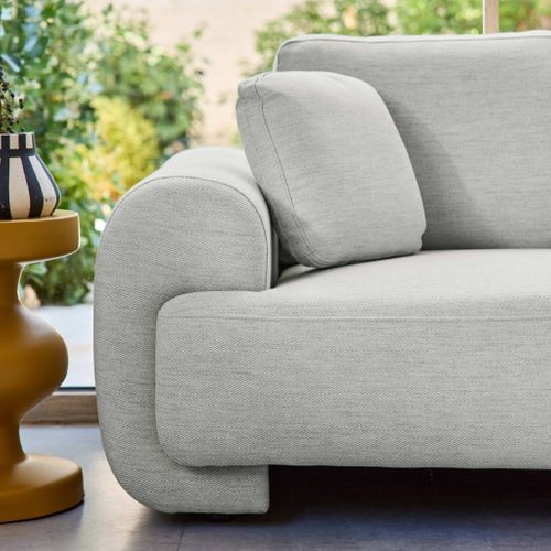 Canapé D'angle Droite 3 Places Tissu Gris Clair. Pieds Ronds L 231 X P 160 / 88 Cm - Zenio