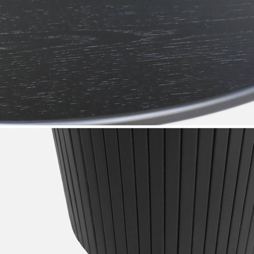Table à Manger Ronde Bois D'hévéa Et Placage Chêne Noir 4 Places - Ø 115 X 73 Cm - Estelle