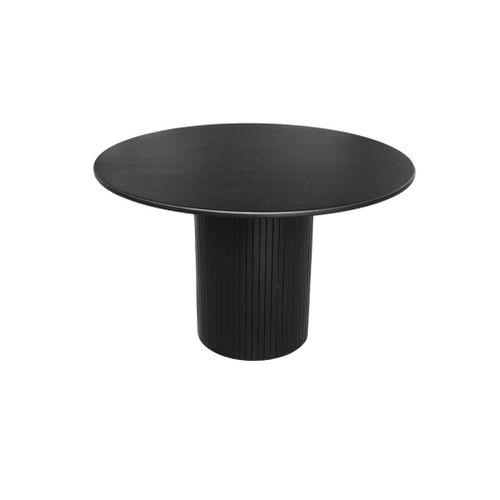 Table à Manger Ronde Bois D'hévéa Et Placage Chêne Noir 4 Places - Ø 115 X 73 Cm - Estelle