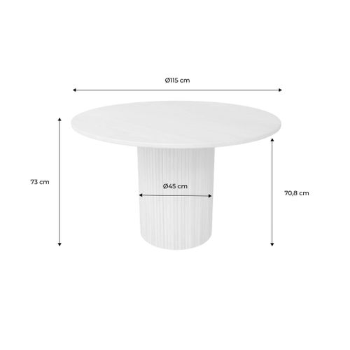 Table à Manger Ronde Bois D'hévéa Et Placage Chêne Noyer 4 Places - Ø 115 X 73 Cm - Estelle