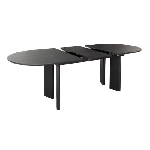 Table à Manger Oblongue Extensible Bois D'hévéa Et Placage Chêne Noir 6-8 Places 170-210cm - Albane