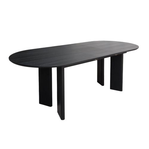 Table à Manger Oblongue Extensible Bois D'hévéa Et Placage Chêne Noir 6-8 Places 170-210cm - Albane