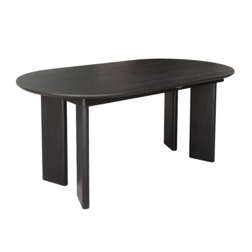 Table à Manger Oblongue Extensible Bois D'hévéa Et Placage Chêne Noir 6-8 Places 170-210cm - Albane