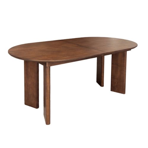 Table à Manger Oblongue Extensible Bois D'hévéa Et Placage Chêne Noyer 6-8 Places 170-210cm -