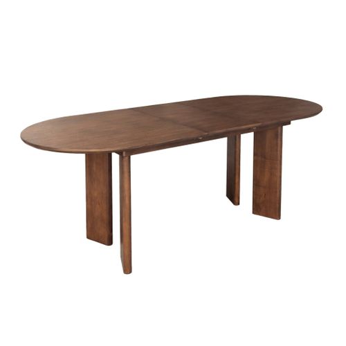 Table à Manger Oblongue Extensible Bois D'hévéa Et Placage Chêne Noyer 6-8 Places 170-210cm -