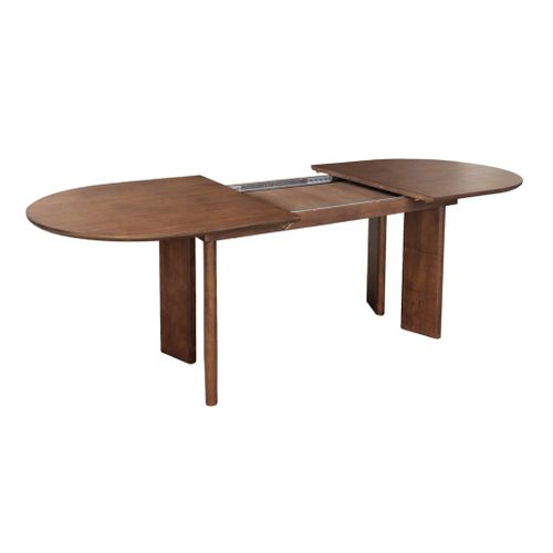 Table à Manger Oblongue Extensible Bois D'hévéa Et Placage Chêne Noyer 6-8 Places 170-210cm -