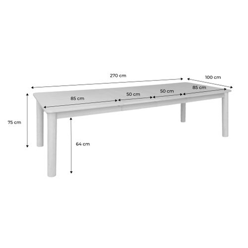 Table à Manger Rectangulaire Extensible Bois D'hévéa Et Placage Chêne Naturel 6 à 10 Places -